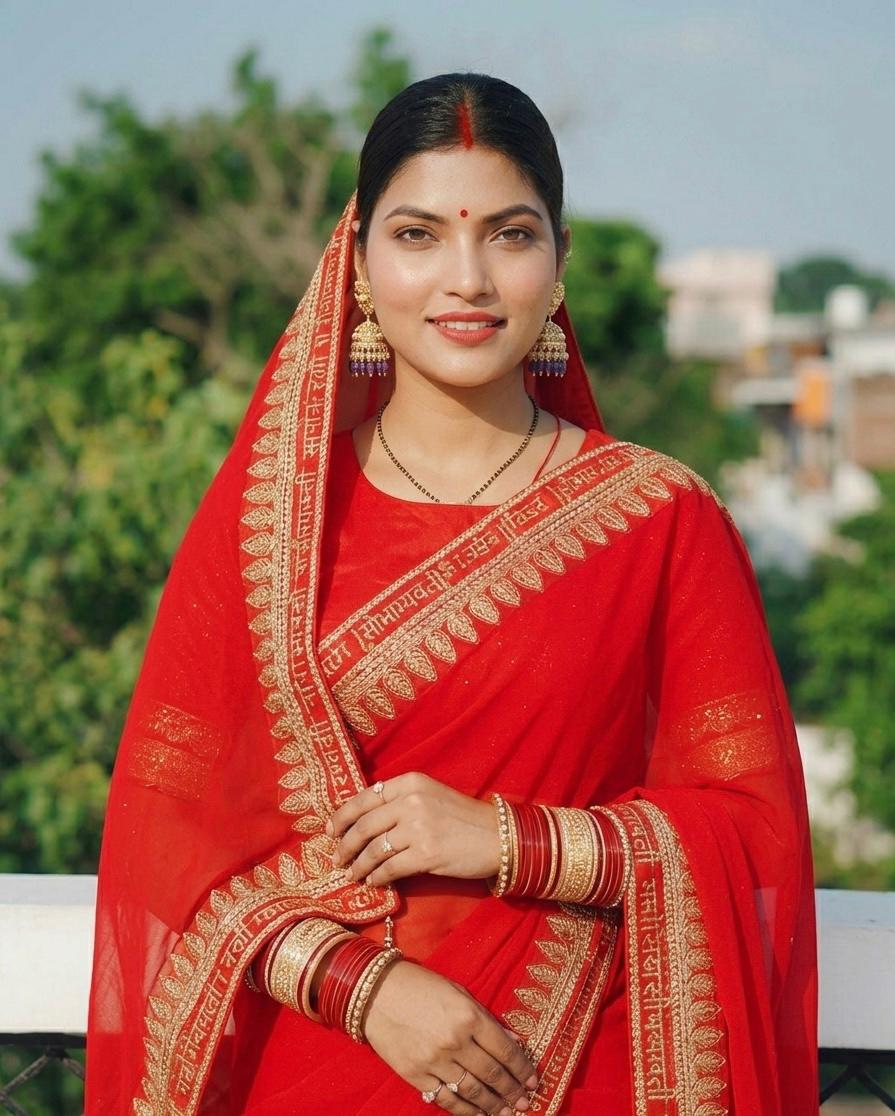 Sada Saubhagyavati Bhava Georgette Saree – Elegant Traditional Grace